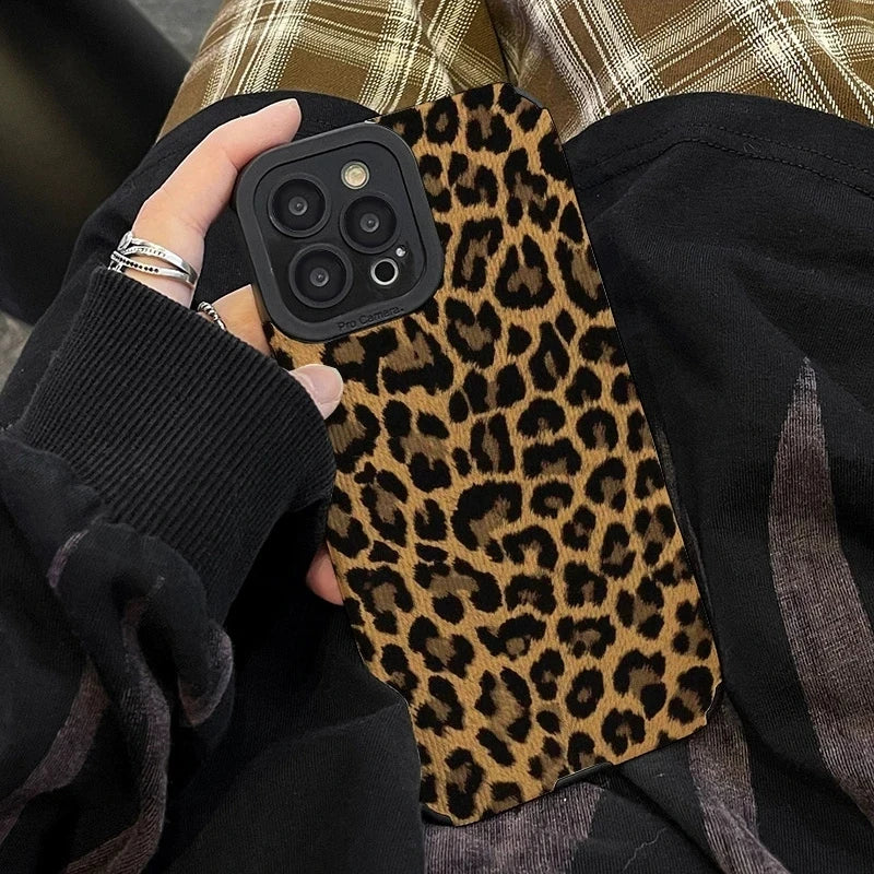 Luxury Brown Black Leopard Silicone Case