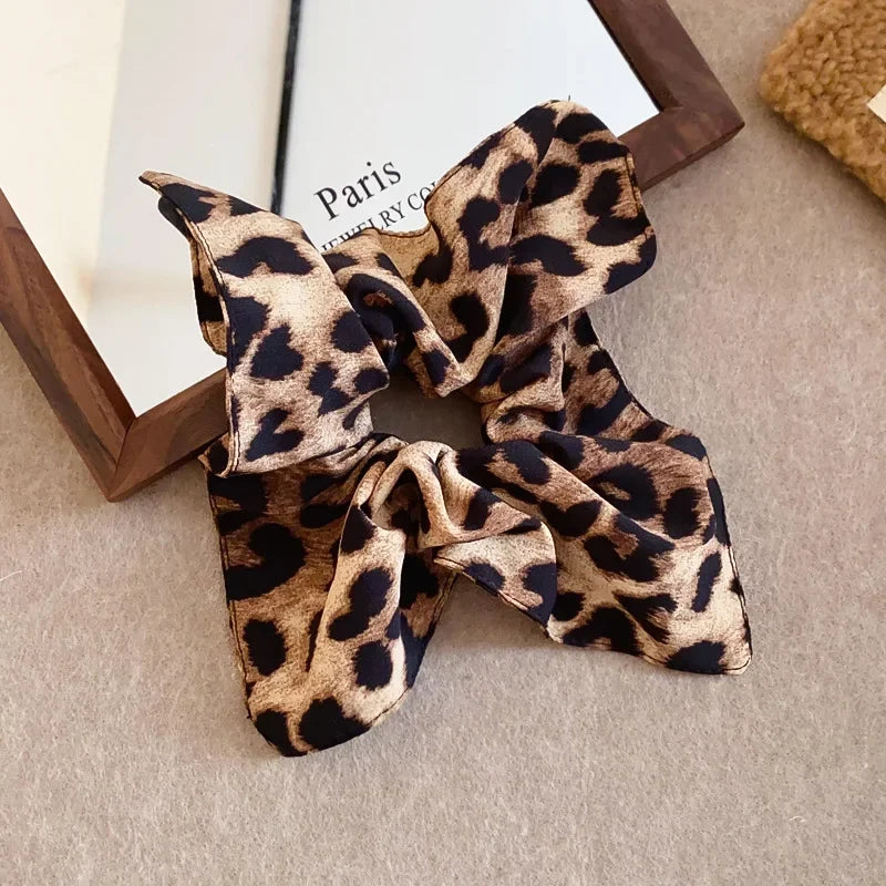 Leopard-print Double Layered Scrunchies