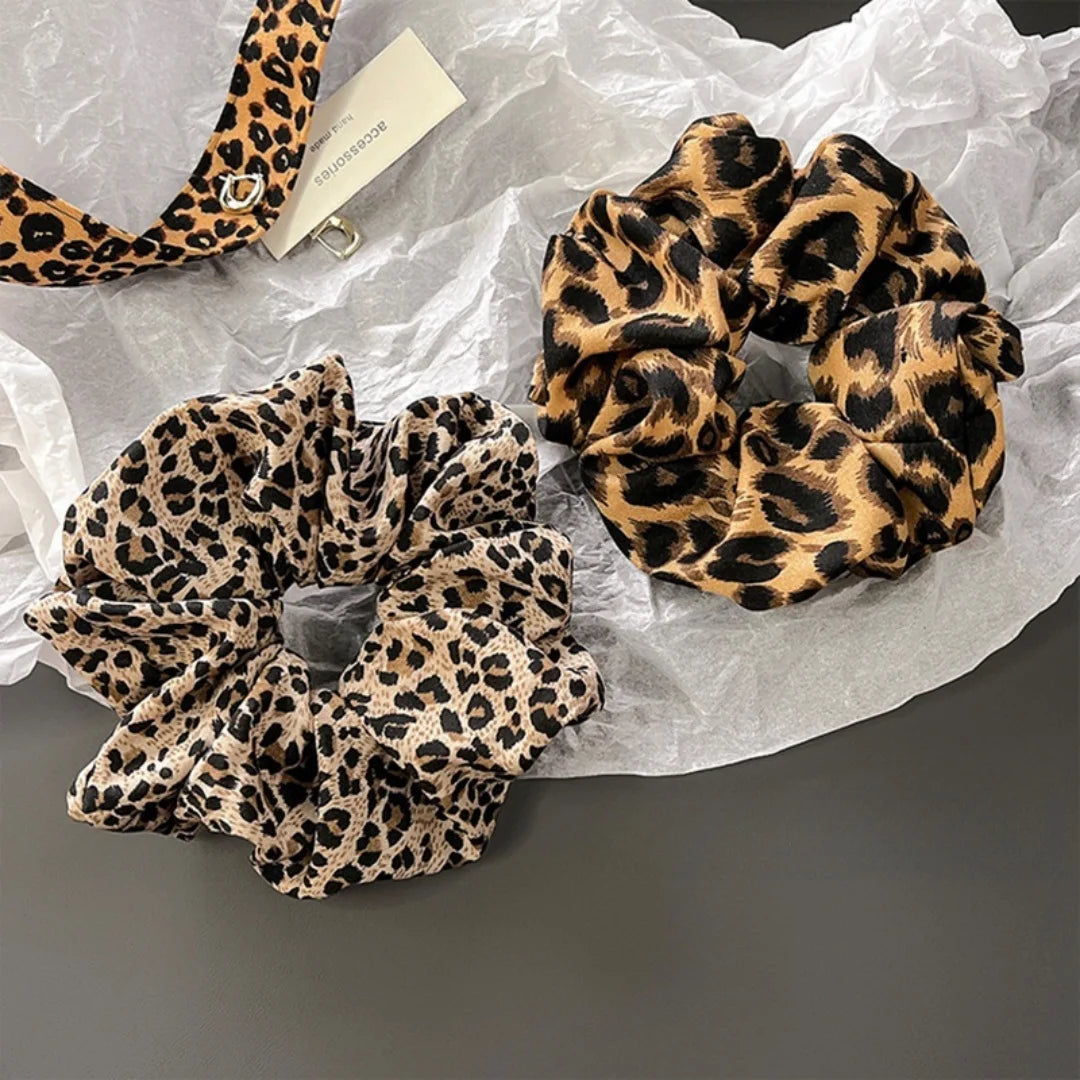 Leopard-print Double Layered Scrunchies