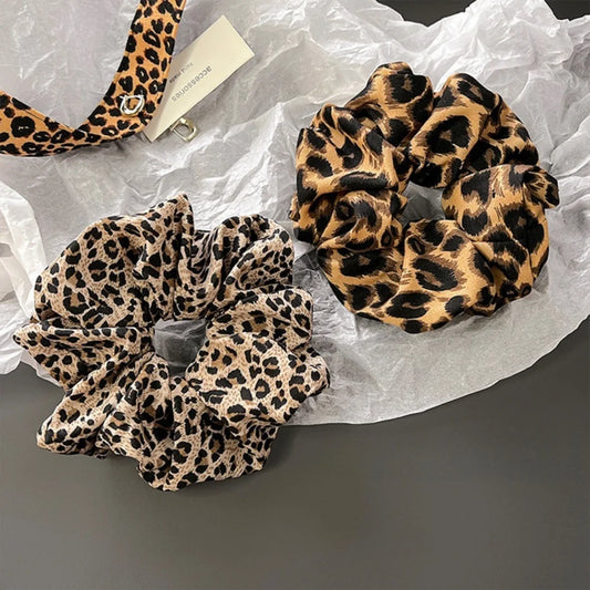 Leopard-print Double Layered Scrunchies