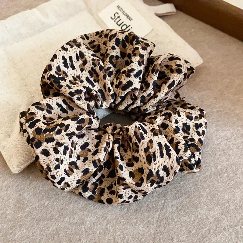 Leopard-print Double Layered Scrunchies