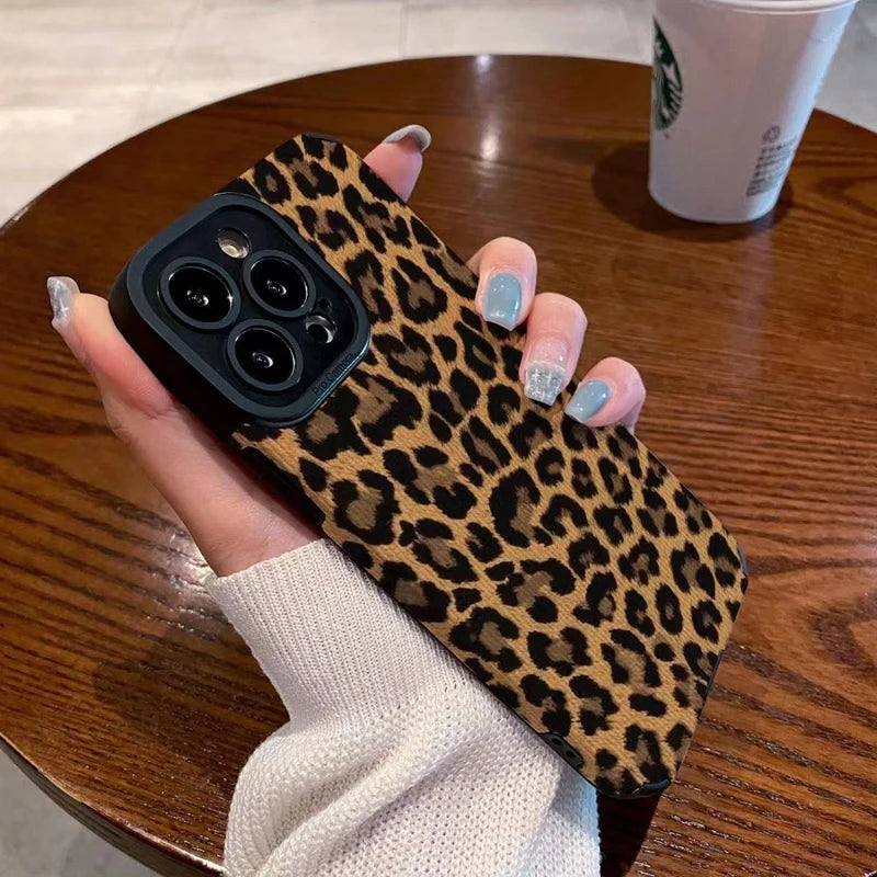 Luxury Brown Black Leopard Silicone Case